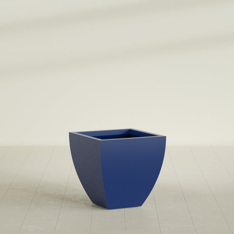 Lima Tapered Square Planter in Matte Cobalt Blue, 24", shown empty