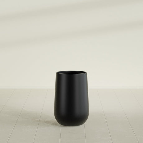 Hayden Urn Planter in Matte Black, 12"Diam × 20"H, shown empty