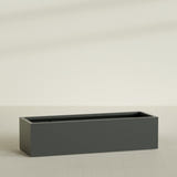 Torino Wide Rectangular Planter in Matte Charcoal, 72"L × 24"D × 18"H, shown empty