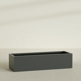 Torino Wide Rectangular Planter in Matte Charcoal, 72"L × 24"D × 18"H, shown empty