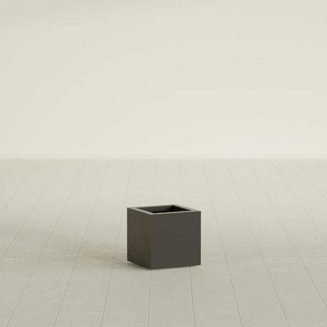 Montroy Cube Planter in Matte Dark Brown, 12", shown empty