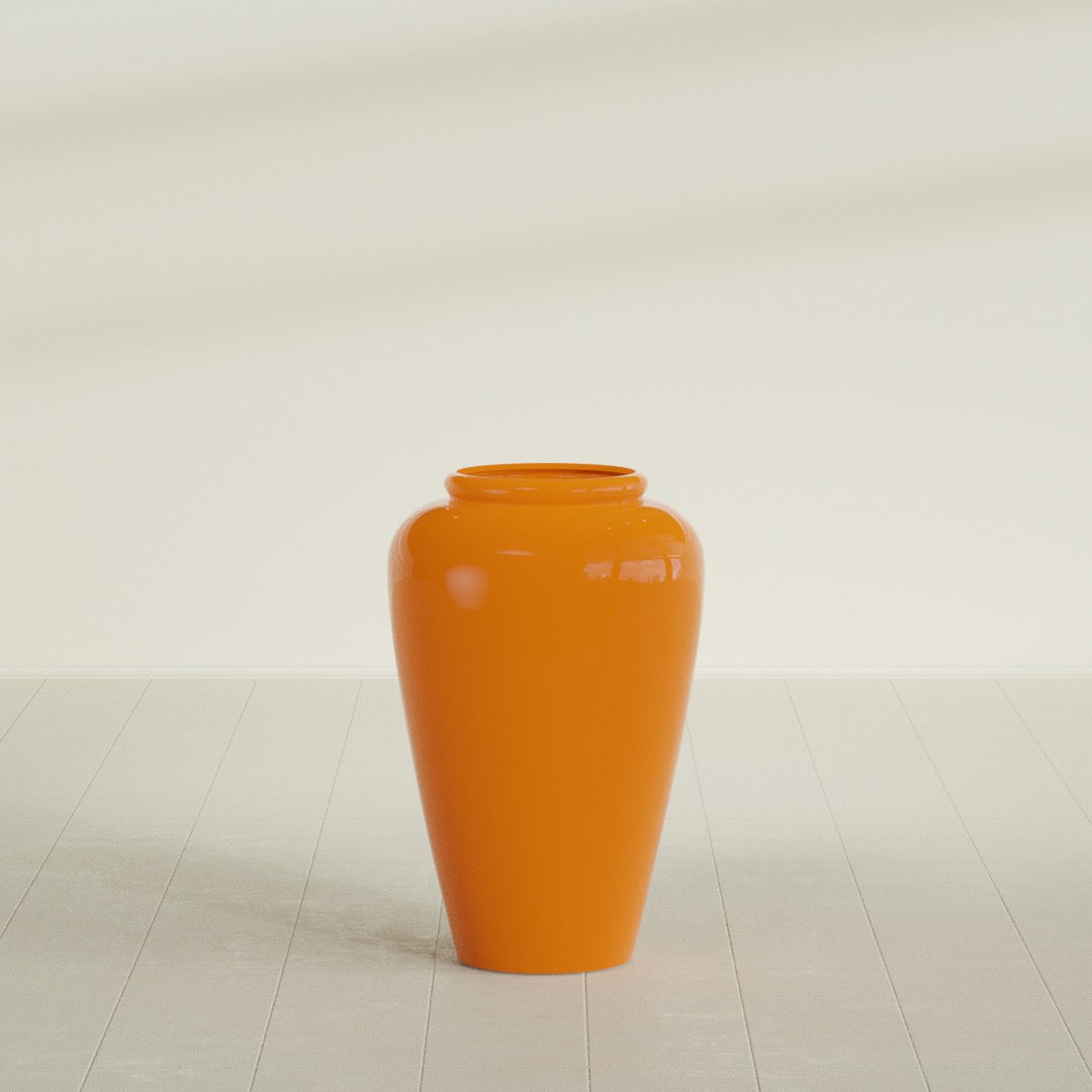 Barà Jar Planter in Gloss Tangerine, 20"D × 31"H, shown empty