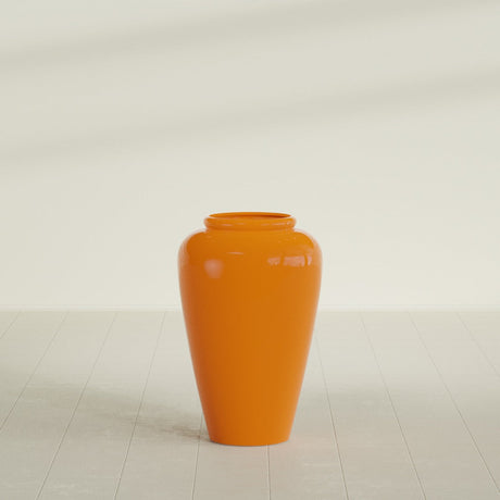Barà Jar Planter in Gloss Tangerine, 20"D × 31"H, shown empty