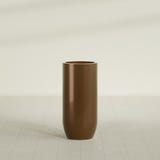 Saint Tropez Bullet Round Planter in Metallic Bronze, 20"D × 43"H, shown empty