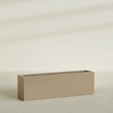 Miami Narrow Rectangular Planter in Gloss Metallic Gold, 60"L × 12"D × 18"H, shown empty