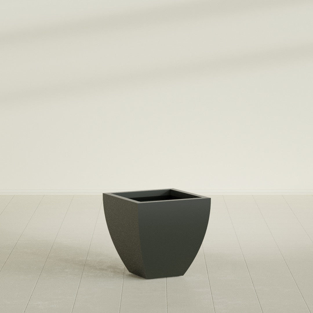 Lima Tapered Square Planter in Matte Charcoal, 20", shown empty