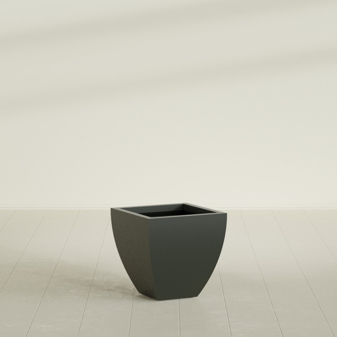 Lima Tapered Square Planter in Matte Charcoal, 20", shown empty