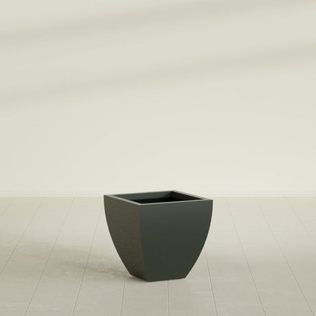 Lima Tapered Square Planter in Matte Charcoal, 20", shown empty
