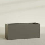 Brisbane Rectangular Planter in Matte Bronze, 72"L × 24"D × 32"H, shown empty