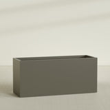 Brisbane Rectangular Planter in Matte Bronze, 72"L × 24"D × 32"H, shown empty