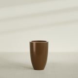 Brannan Tapered Round Planter in Metallic Bronze, 24"D × 35"H, shown empty
