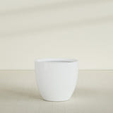 Wannsee Round Planter in Matte Bright White, 44"D × 39"H, shown empty