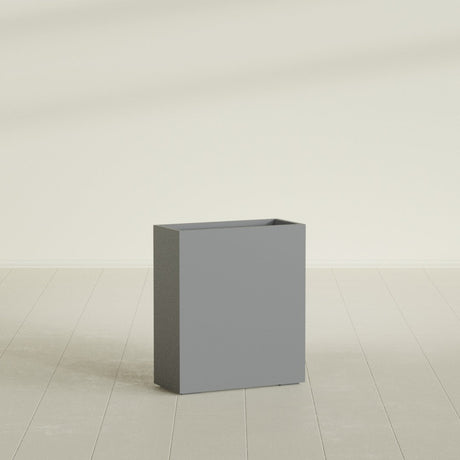 Perth Rectangular Planter in Matte Gunmetal, 36"L × 16"D × 42"H, shown empty