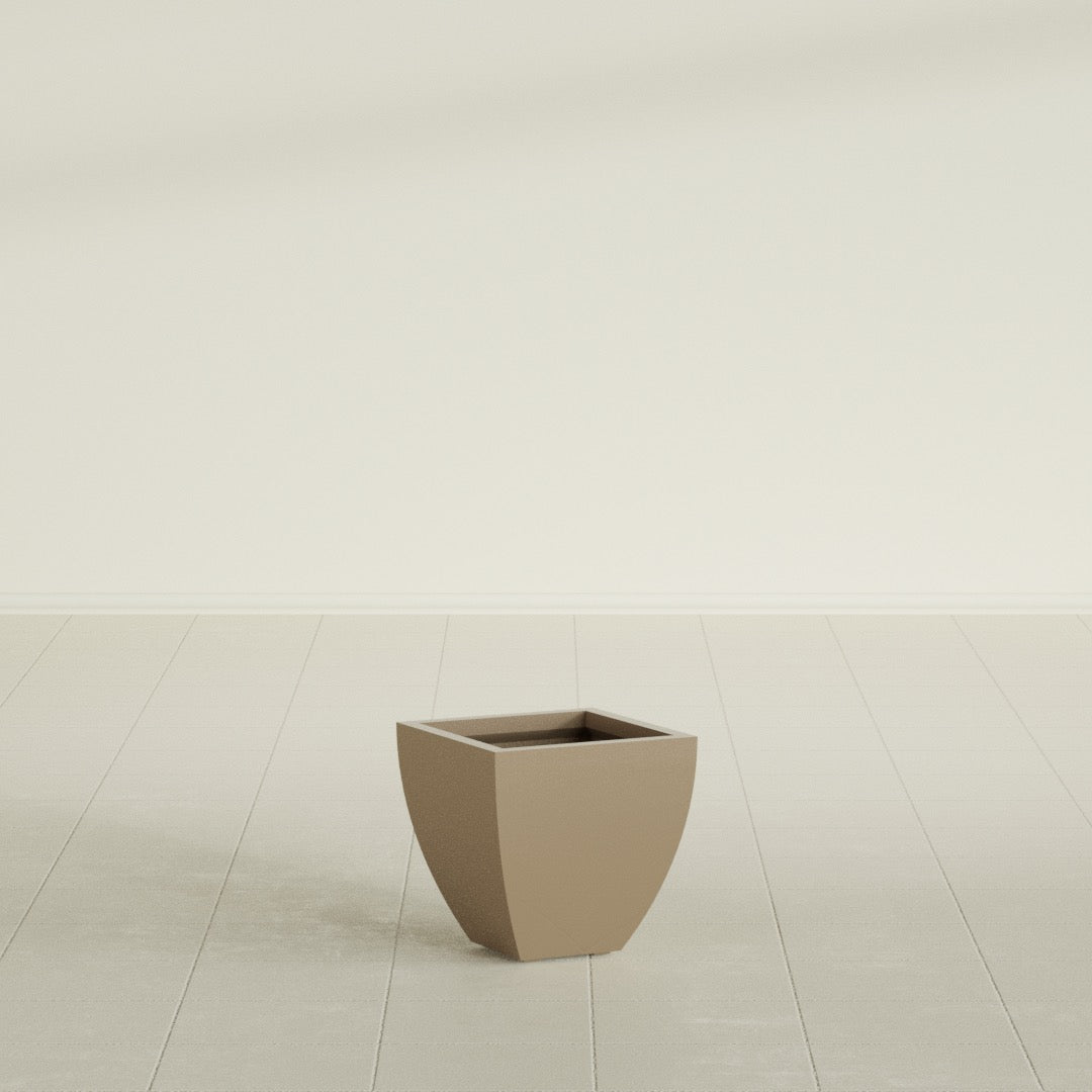 Lima Tapered Square Planter in Gloss Metallic Gold, 12", shown empty