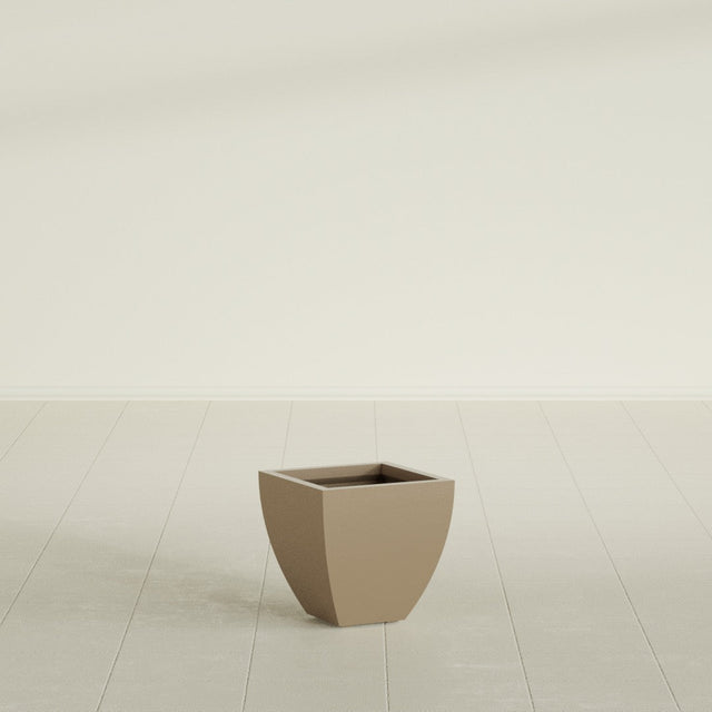 Lima Tapered Square Planter in Gloss Metallic Gold, 12", shown empty