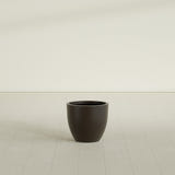 Wannsee Round Planter in Matte Dark Brown, 22"D × 19"H, shown empty