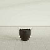 Wannsee Round Planter in Matte Dark Brown, 22"D × 19"H, shown empty