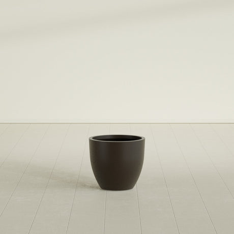 Wannsee Round Planter in Matte Dark Brown, 22"D × 19"H, shown empty