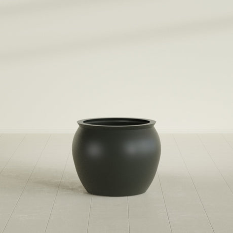 Shanghai Fishbowl Planter in Matte Charcoal, 22", shown empty