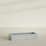Antwerp Rectangular Planter in Metallic Silver, 60"L × 24"D × 12"H, shown empty