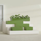 Antwerp Rectangular fiberglass planter in Satin Green, size range, in a sunlit interior
