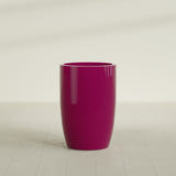 Lisbon tall round tapered fiberglass planter in Gloss Eggplant, 24 in diameter, 36 in high, shown empty