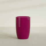 Lisbon tall round tapered fiberglass planter in Gloss Eggplant, 24 in diameter, 36 in high, shown empty