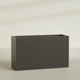 Darwin Rectangular Planter in Matte Dark Brown, 72"L × 24"D × 42"H, shown empty