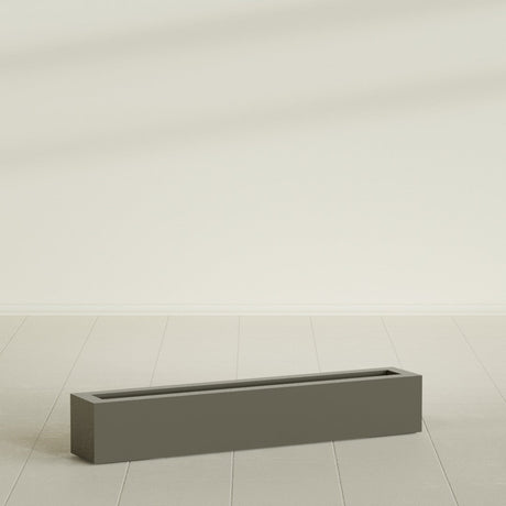 Salon Box Planter in Matte Bronze, 48" Long, shown empty