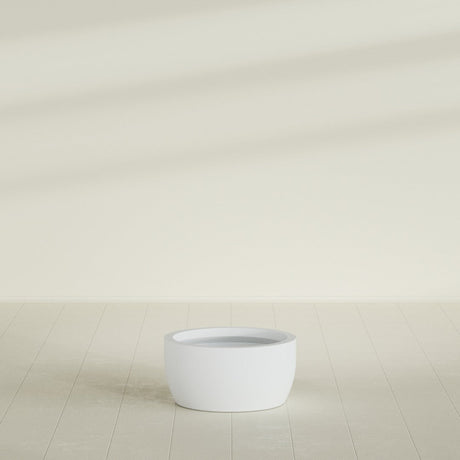 Casablanca Bowl Planter in Gloss Bright White, 24"D × 12"H, shown empty