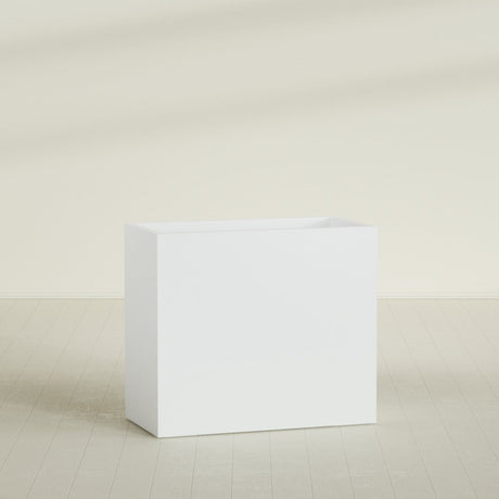 Darwin Rectangular Planter in Matte Bright White, 48"L × 24"D × 42"H, shown empty