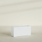 Miami Narrow Rectangular Planter in Gloss Bright White, 36"L × 12"D × 18"H, shown empty