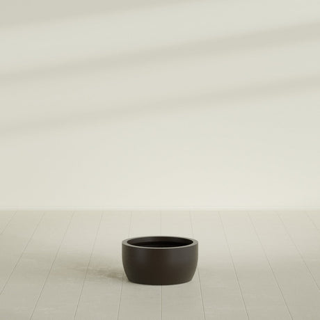 Casablanca Bowl Planter in Matte Dark Brown, 20"D × 10"H, shown empty