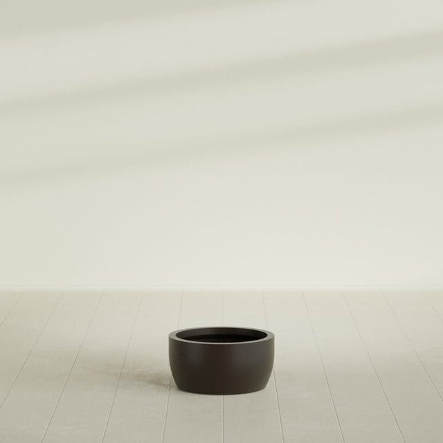 Casablanca Bowl Planter in Matte Dark Brown, 20"D × 10"H, shown empty