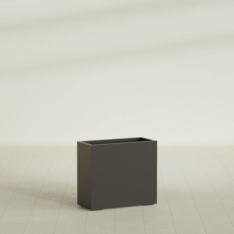 Potsdam Rectangular Planter in Matte Dark Brown, 36"L × 16"D × 32"H, shown empty