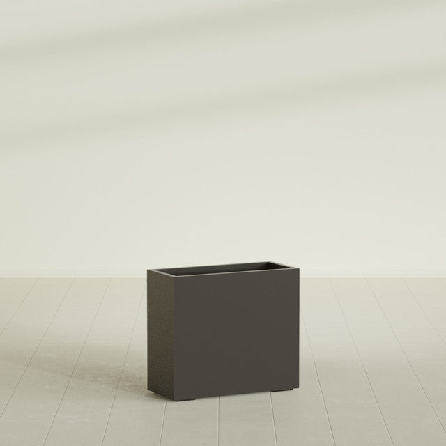 Potsdam Rectangular Planter in Matte Dark Brown, 36"L × 16"D × 32"H, shown empty