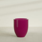 Valencia Tapered Round Planter in Gloss Eggplant, 27"D × 31"H, shown empty