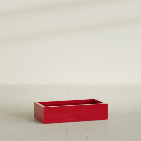 Antwerp Rectangular Planter in Gloss Red, 48"L × 24"D × 12"H, shown empty