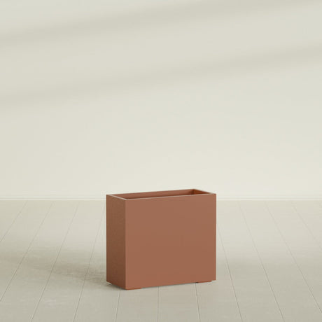 Potsdam Rectangular Planter in Matte Terra Cotta, 36"L × 16"D × 32"H, shown empty