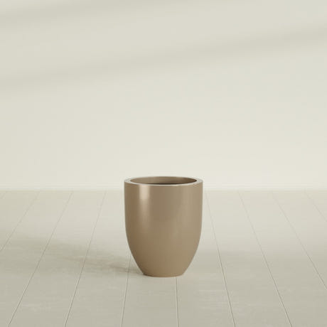 Valencia Tapered Round Planter in Gloss Metallic Gold, 15"D × 18"H, shown empty