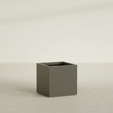 Montroy Cube Planter in Matte Bronze, 28", shown empty