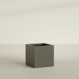 Montroy Cube Planter in Matte Bronze, 28", shown empty