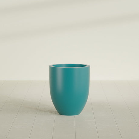 Valencia Tapered Round Planter in Satin Seafoam Green, 20"D × 23"H, shown empty