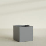 Montroy Cube Planter in Matte Gunmetal, 40", shown empty