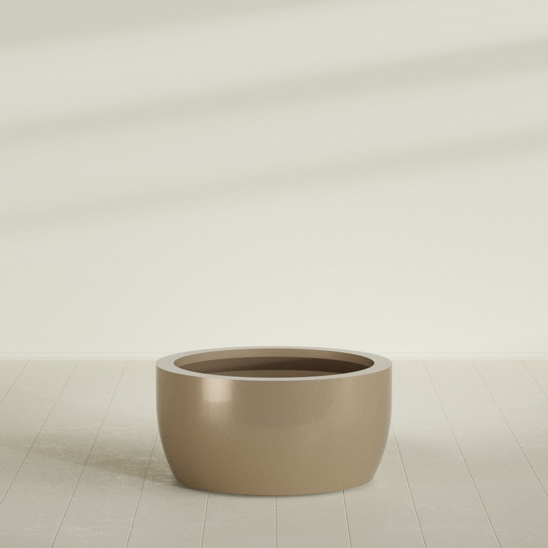 Casablanca Bowl Planter in Gloss Metallic Gold, 36"D × 18"H, shown empty