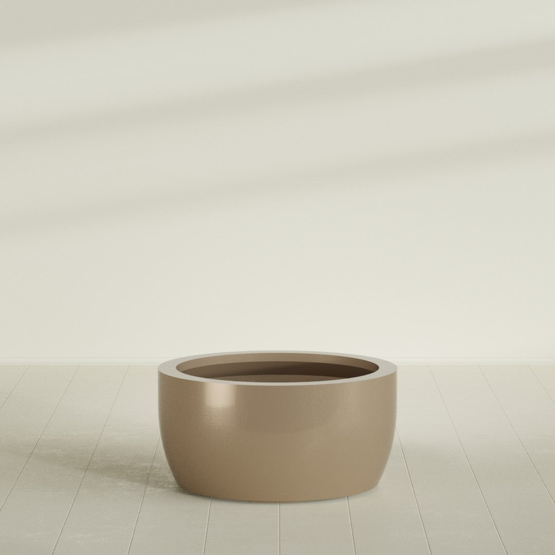 Casablanca Bowl Planter in Gloss Metallic Gold, 36"D × 18"H, shown empty