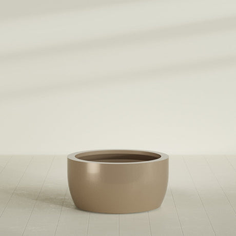 Casablanca Bowl Planter in Gloss Metallic Gold, 36"D × 18"H, shown empty
