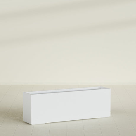Tolga Rectangular Planter in Gloss Bright White, 72"L × 16"D × 24"H, shown empty