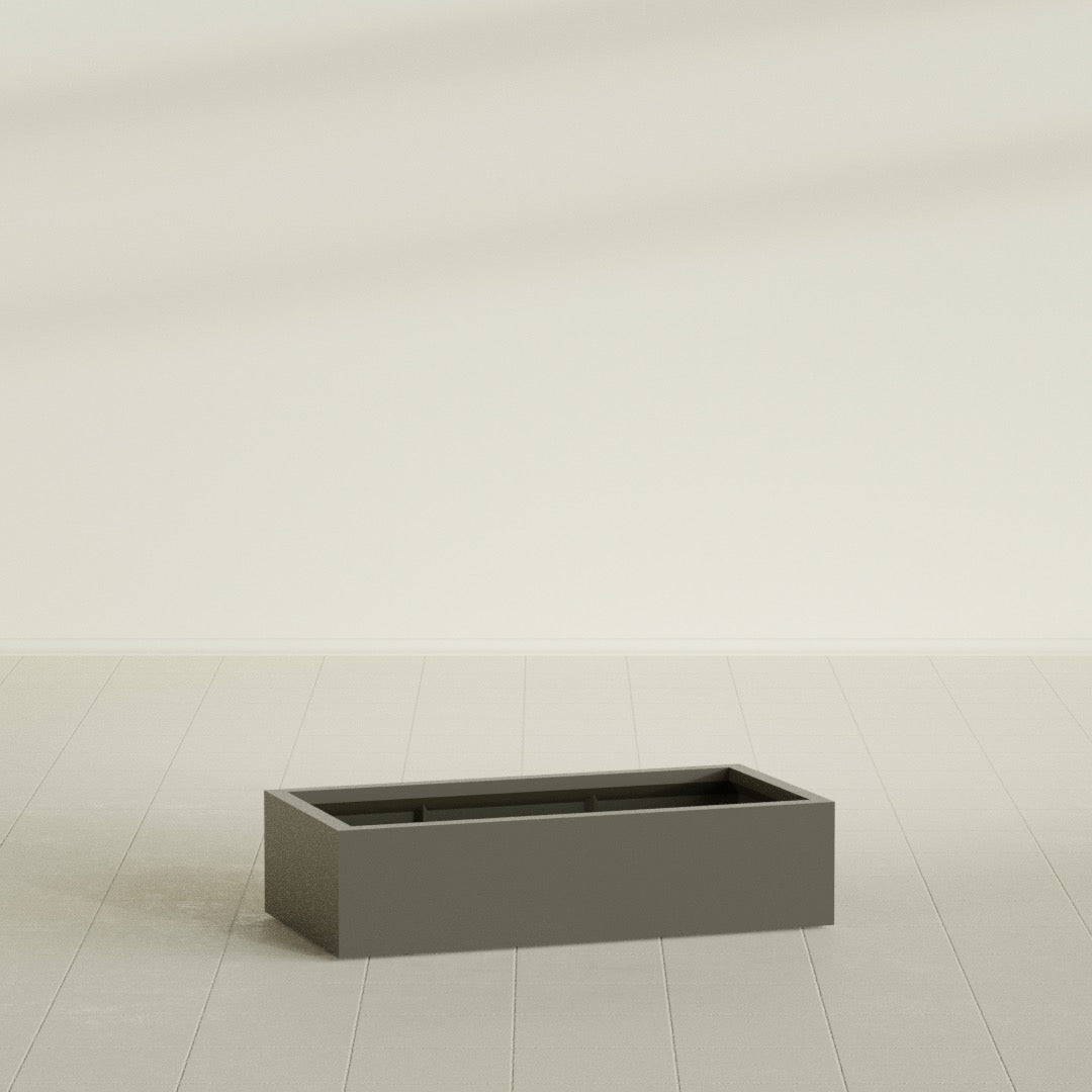 Antwerp Rectangular Planter in Matte Bronze, 48"L × 24"D × 12"H, shown empty