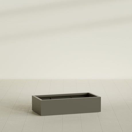 Antwerp Rectangular Planter in Matte Bronze, 48"L × 24"D × 12"H, shown empty
